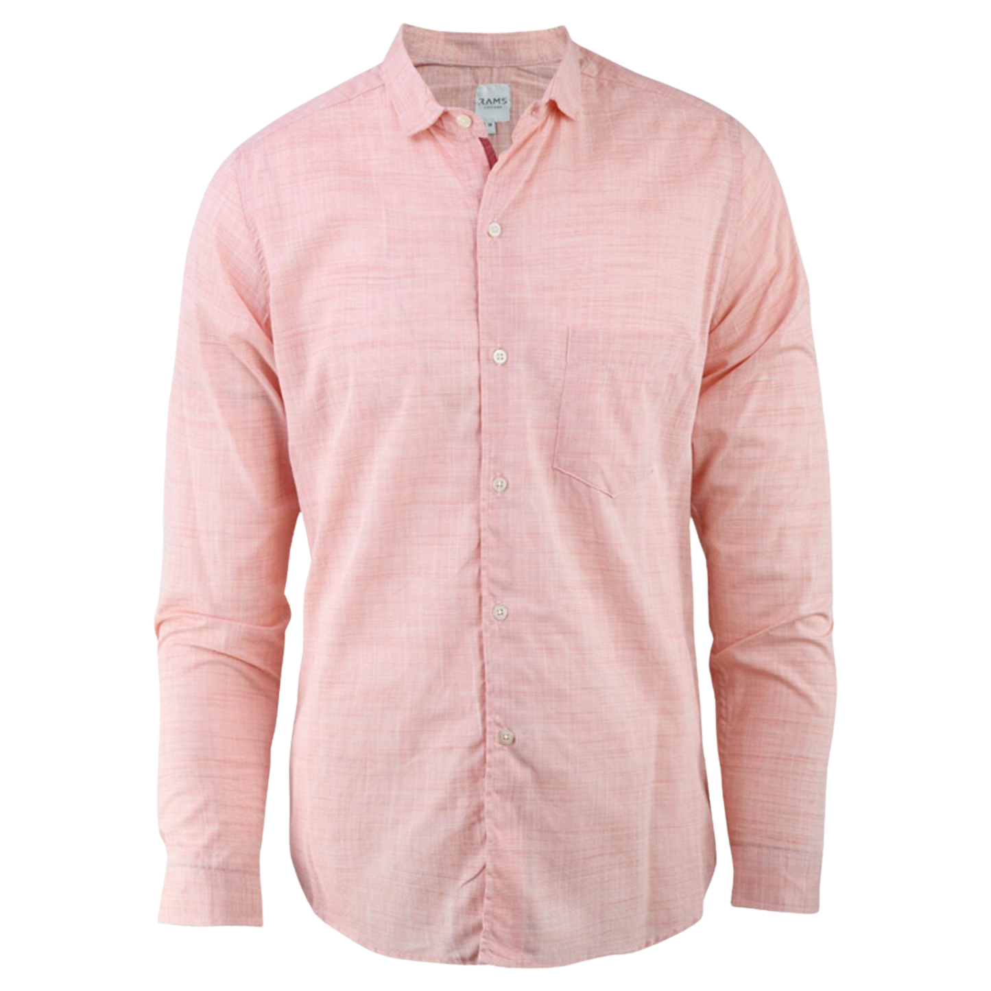 Men's Slim Fit Melon-Colored Long-Sleeve Italian Collar Dress Shirt