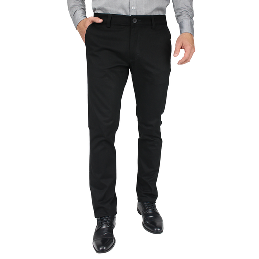 Pantalón Slim Fit Negro De Vestir Algodón Stretch Para Caballero