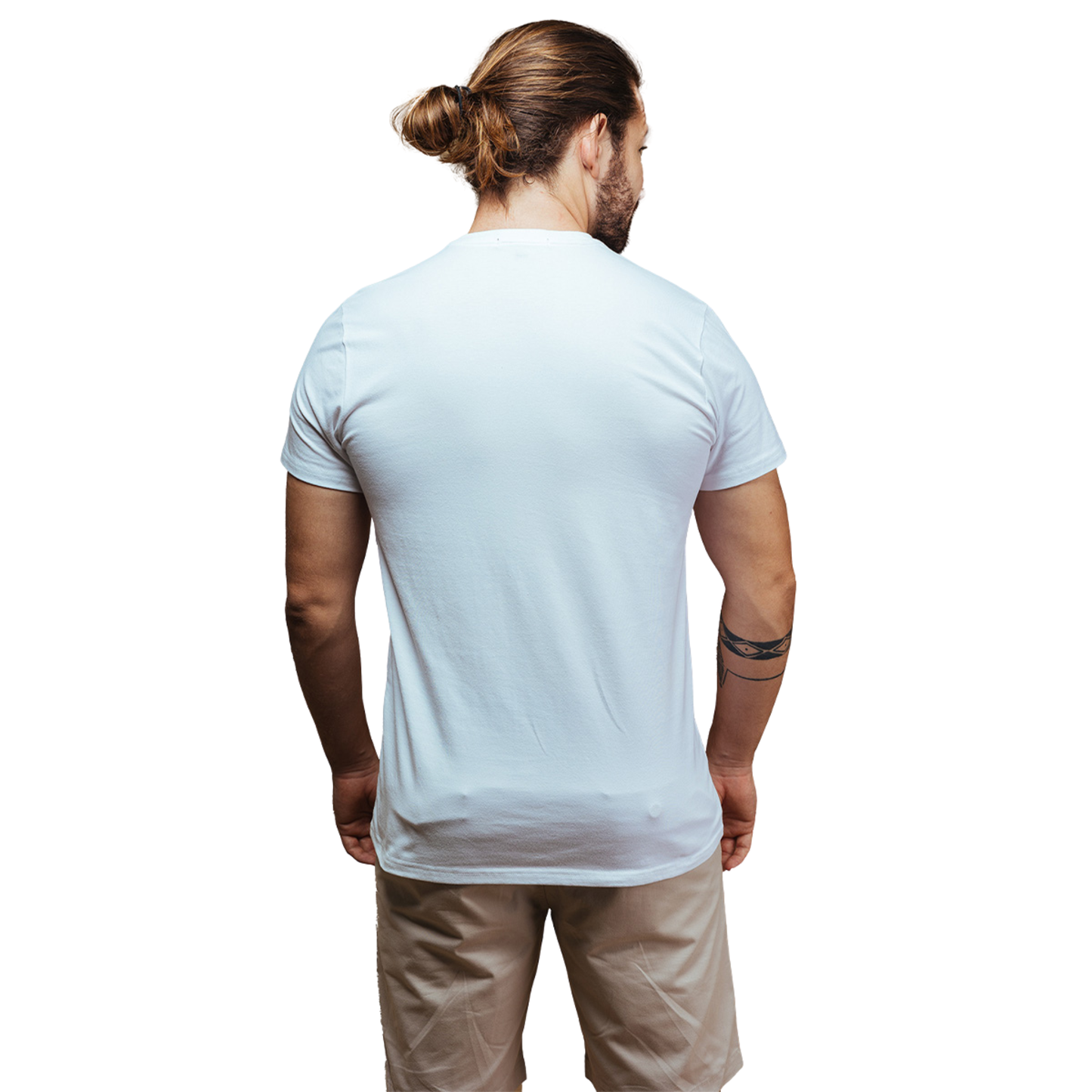 Playera Blanca Básica Muscle Fit de Algodón Cuello Redondo Caballero