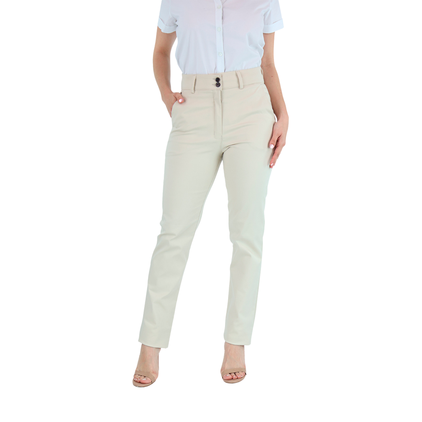 Pantalones De Vestir Color Arena Con Bolsas Para Mujer