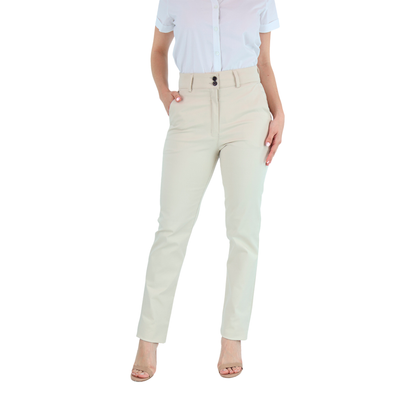 Pantalones De Vestir Color Arena Con Bolsas Para Mujer