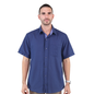Men's Classic Fit Plumbago Blue Short Sleeve Guayabera with Pleats
