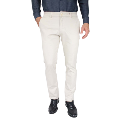 Pantalón Color Arena Stretch Slim Fit De Algodón Para Caballero