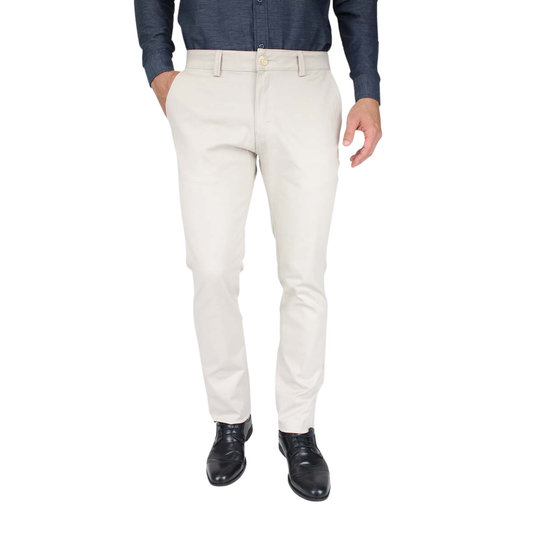 Pantalón Color Arena Stretch Slim Fit De Algodón Para Caballero