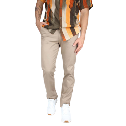 Men's Khaki Regular Stretch Cotton Pants