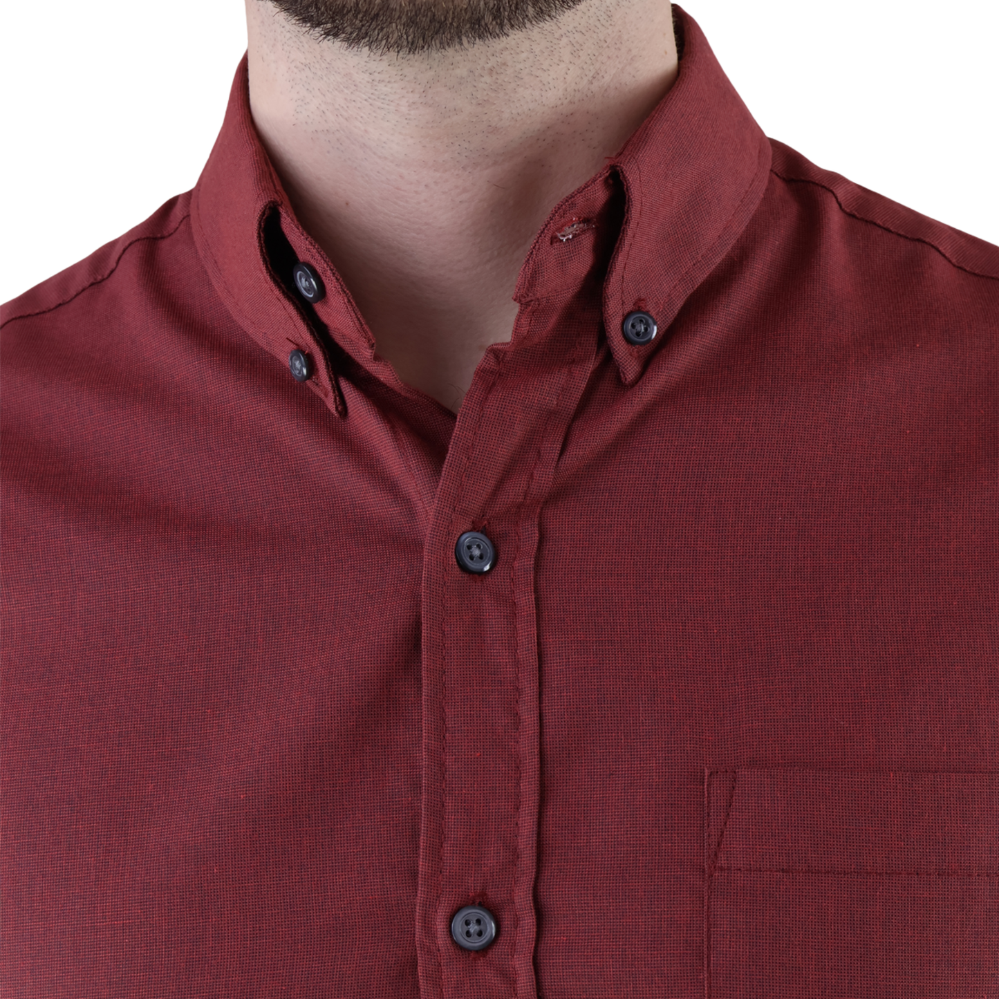Men's Burgundy Short Sleeve Regular Fit Cotton Shirt