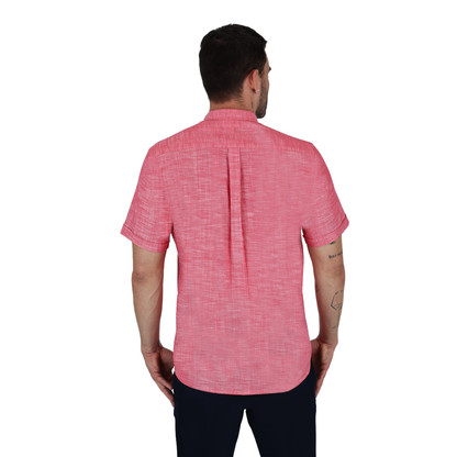 Camisa Manga Corta Look De Lino Cuello Mao Para Hombre