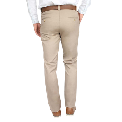 Men's Khaki Regular Stretch Cotton Pants