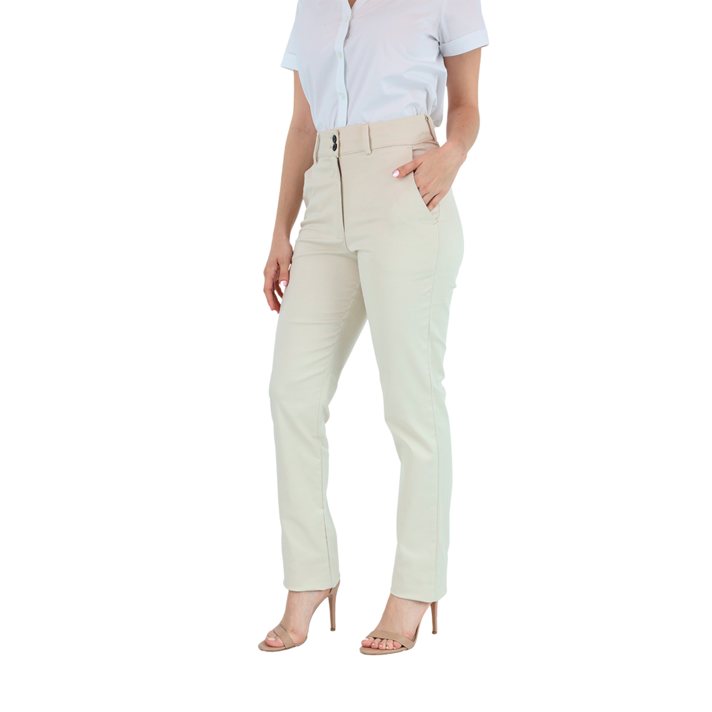 Pantalones De Vestir Color Arena Con Bolsas Para Mujer