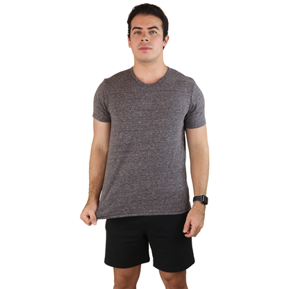 Playera Básica Cómoda Gris Jaspe Manga Corta Cuello Redondo Casual