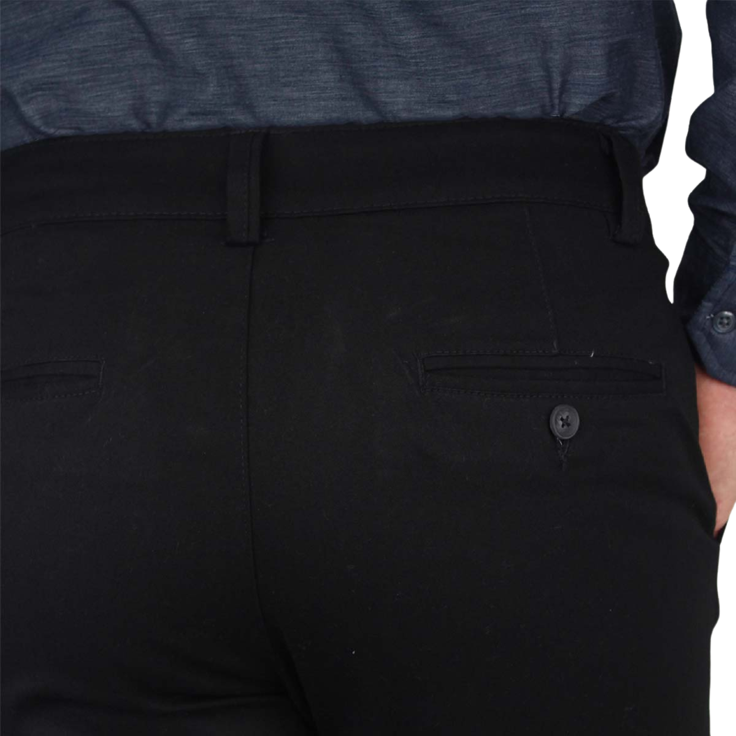 Men's Black Regular Stretch Cotton Trousers with Pockets