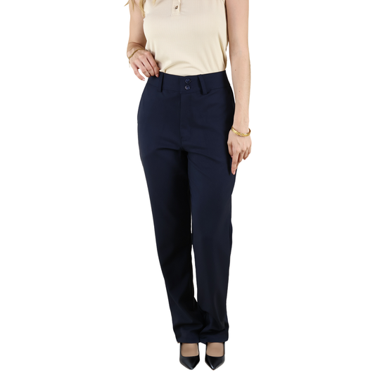 Pantalón Vestir Mujer Azul Marino Casual Elegante Moda Juvenil