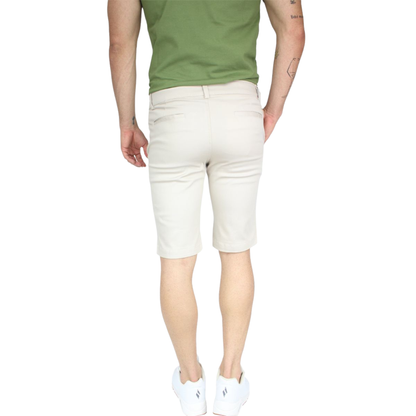 Bermuda Color Arena Gabardina De Algodón Slim Fit Para Hombre