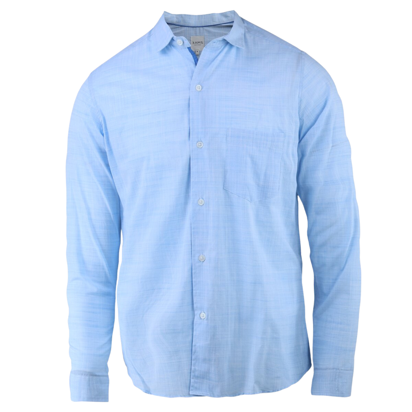 Men's Slim Fit Long Sleeve Linen Texture Marled Blue Shirt