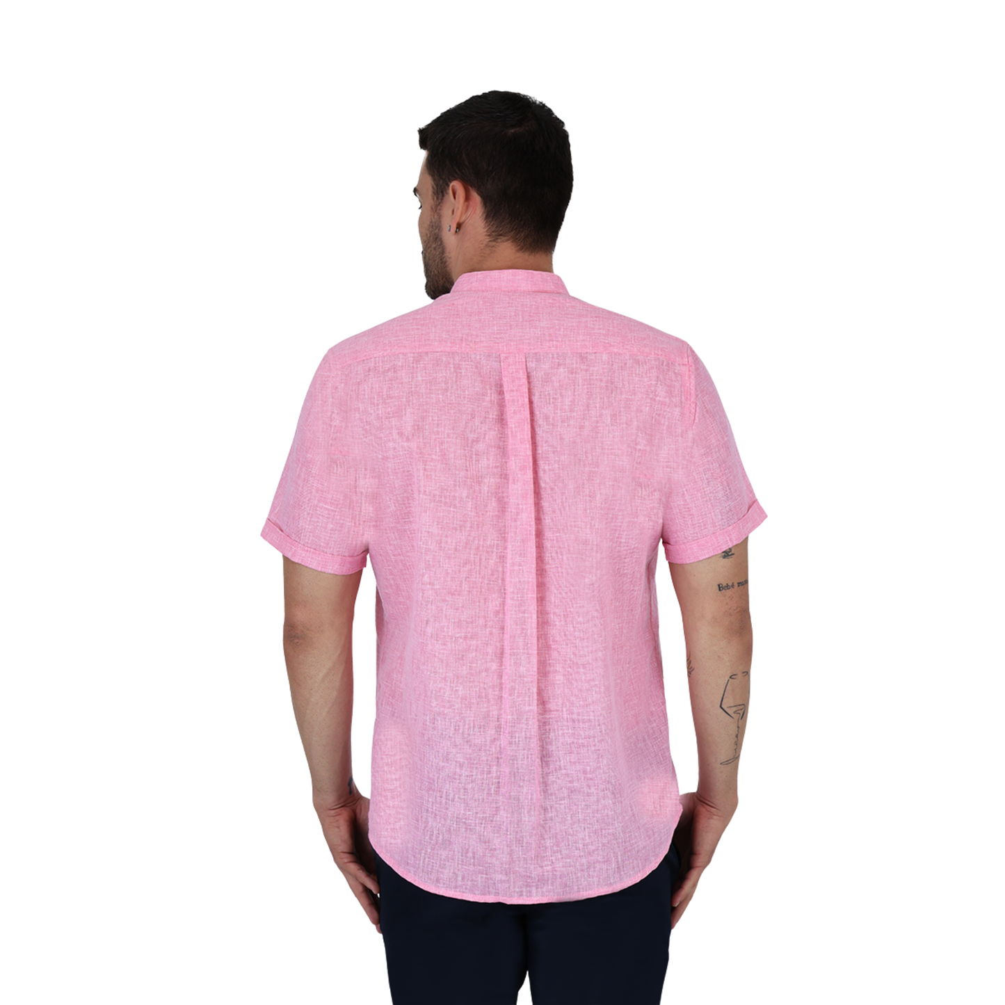 Camisa Manga Corta Look De Lino Cuello Mao Para Hombre
