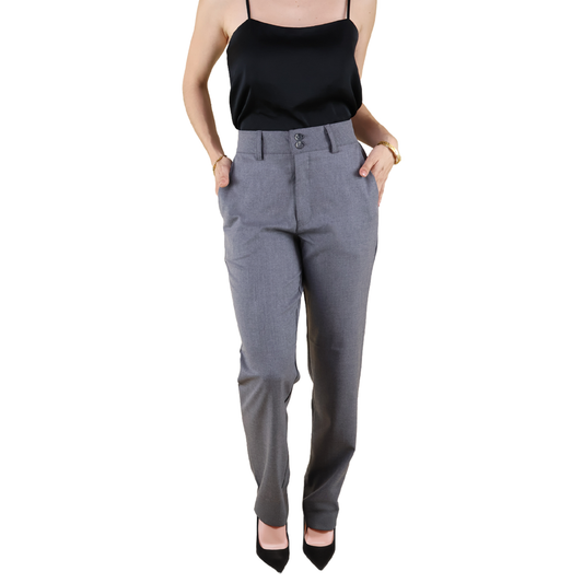 Pantalón Gris Mujer De Vestir Corte Clásico Moda Ejecutiva
