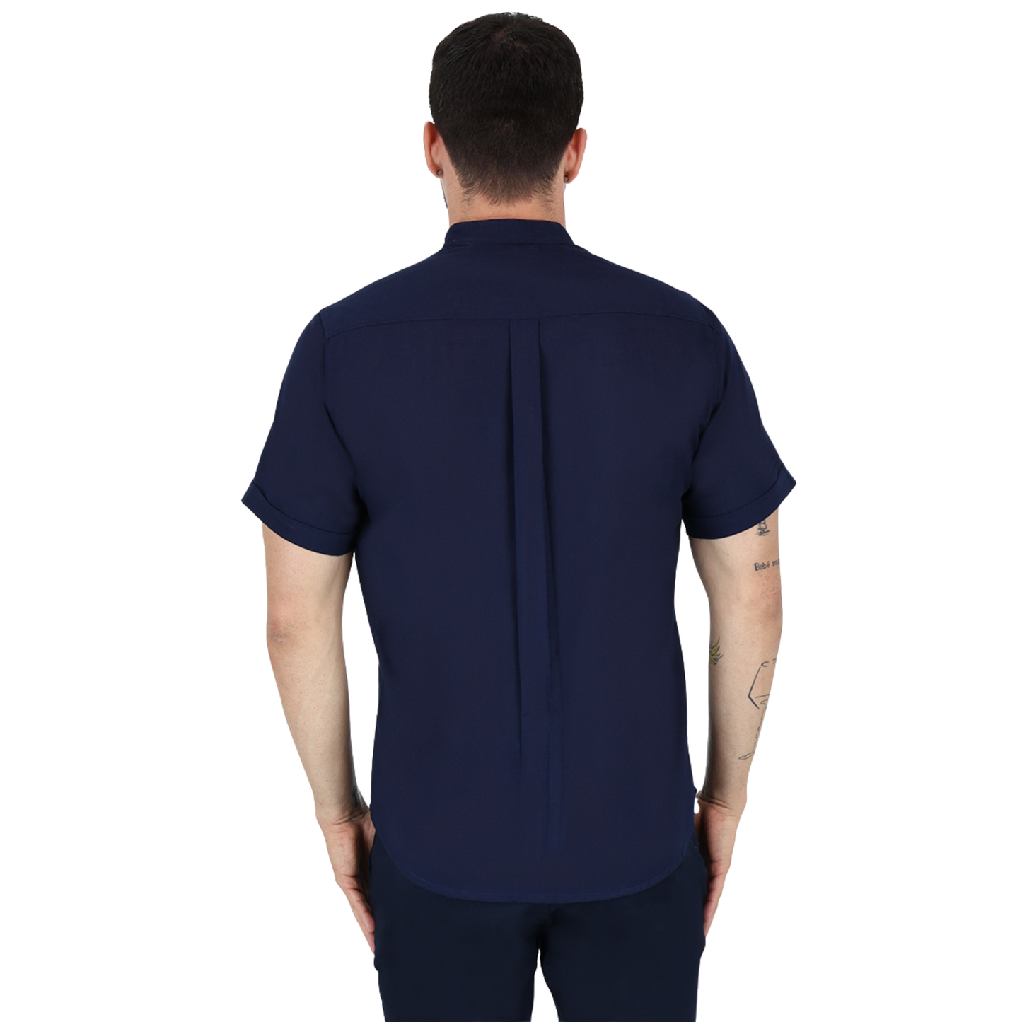 Camisa Manga Corta Look De Lino Cuello Mao Para Hombre