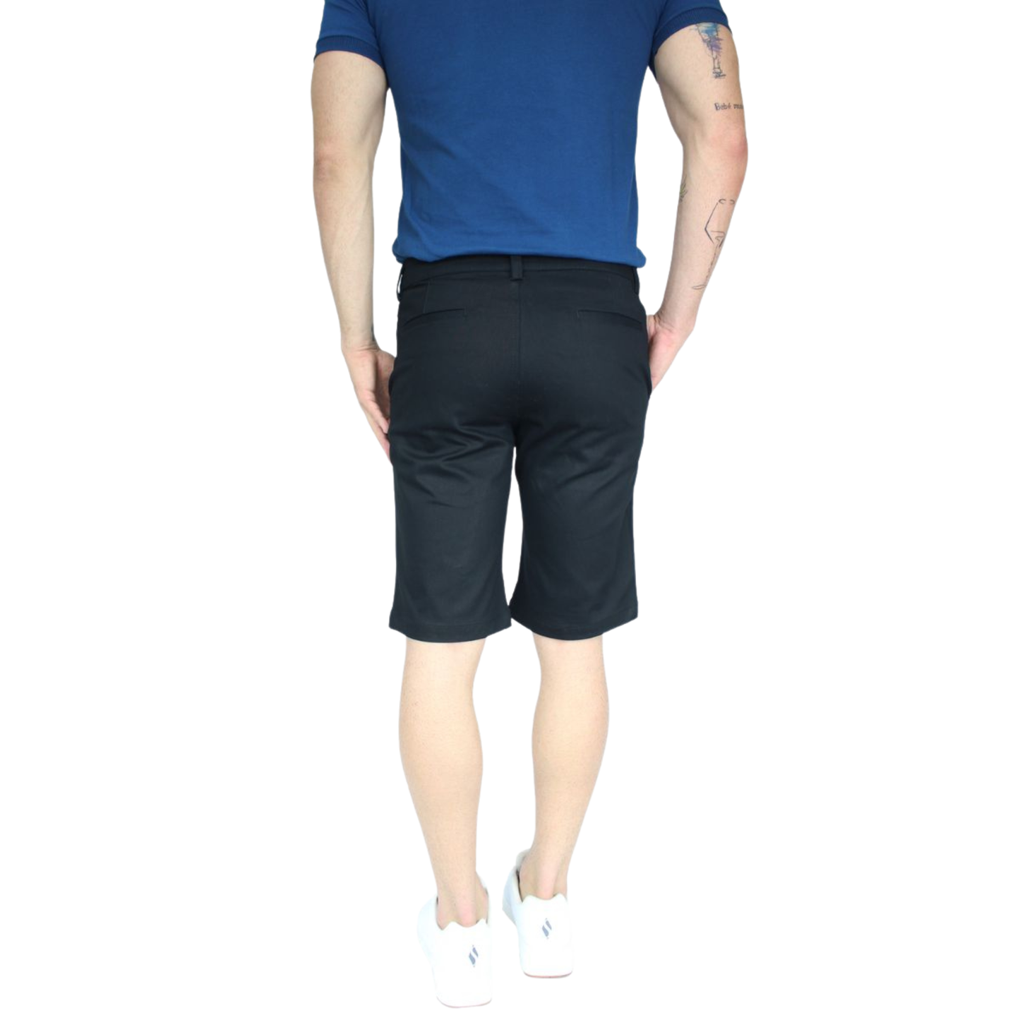 Men's Black Slim Fit Stretch Cotton Bermuda Shorts