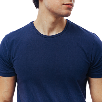 Playera Manga Corta Azul Marino Stretch Cuello Redondo Para Caballero