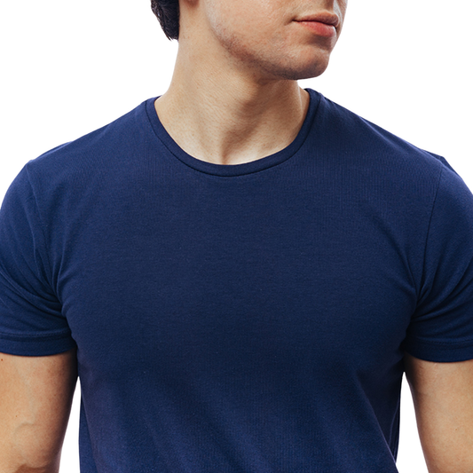 Playera Manga Corta Azul Marino Stretch Cuello Redondo Para Caballero