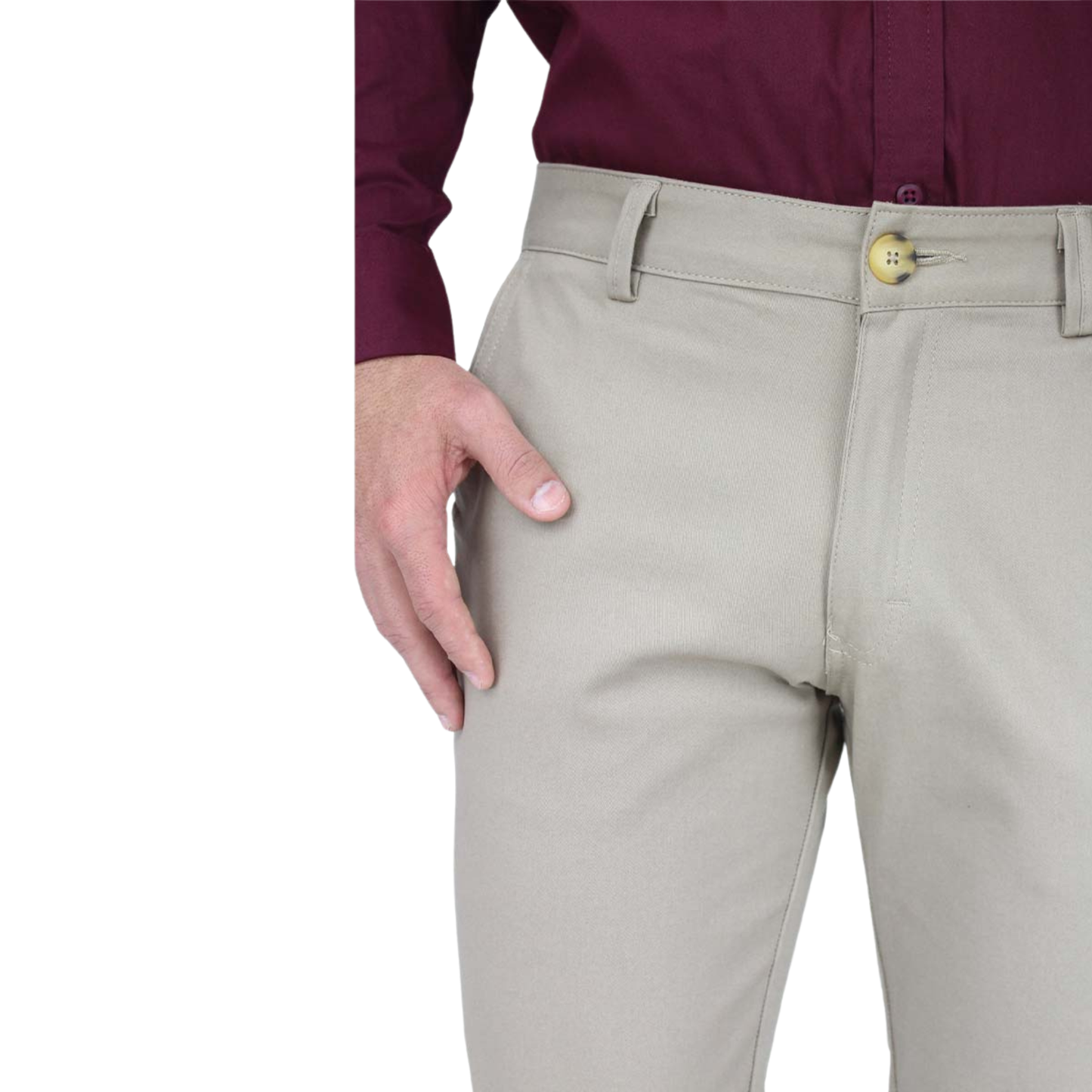 Pantalón de Vestir Stretch Color Caki Slim Fit Para Hombre