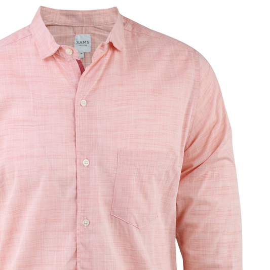Camisa Formal Manga Larga Slim Fit Color Melón Cuello Italiano Para Hombre