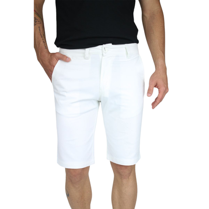 Bermuda De Vestir Color Blanco De Algodón Corte Slim Fit Para Hombre