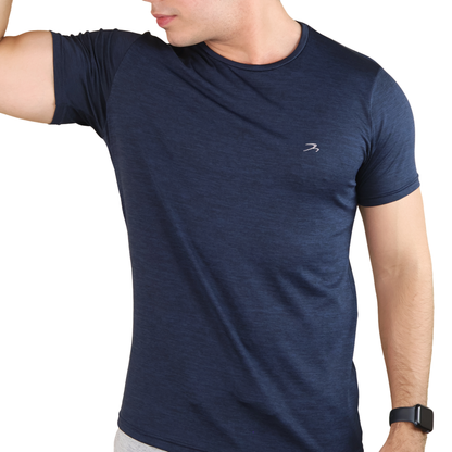 Men's Navy Blue Quick Dry Short Sleeve Athletic T-Shirt