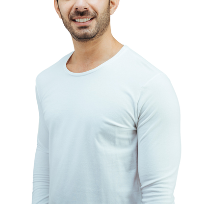 Playera Manga Larga Básica Blanca Stretch Muscle Fit Para Caballero