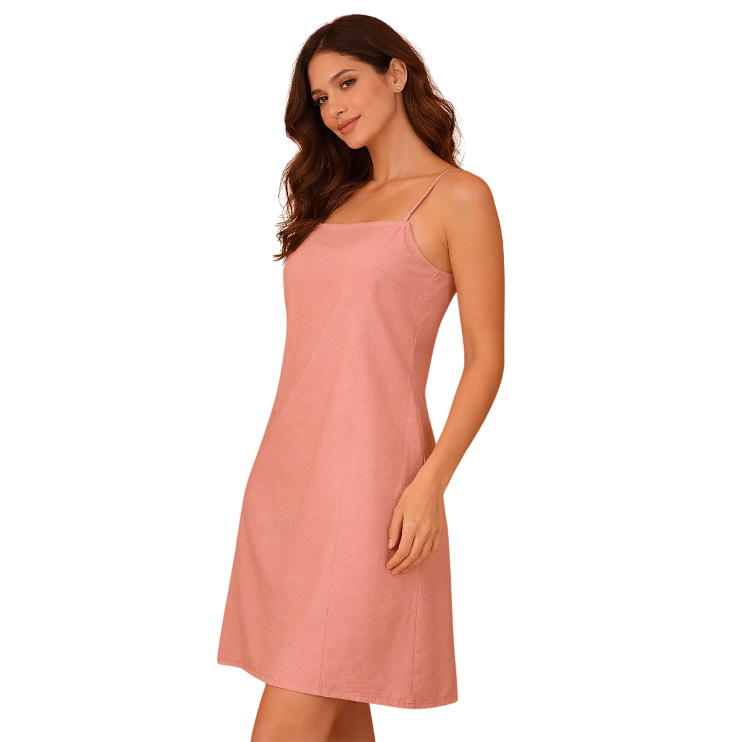 Women's Short Casual Fresh and Elegant Rose Pink Strappy Dress