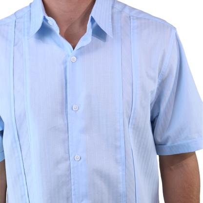 Camisa Manga Corta Textura Rayas Corte Clásico Para Hombre