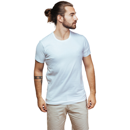 Playera Blanca Básica Muscle Fit de Algodón Cuello Redondo Caballero