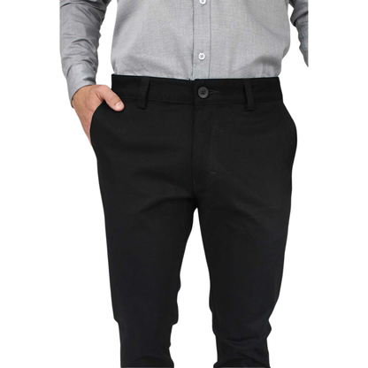 Pantalón Slim Fit Negro De Vestir Algodón Stretch Para Caballero