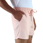 Men's Pink Elastic Adjustable Linen Texture Shorts with Pockets