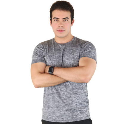 Playera Deportiva Hombre Color Gris Jaspe Secado Rápido