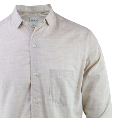 Camisa Slim Fit Manga Larga Color Caqui Para Hombre
