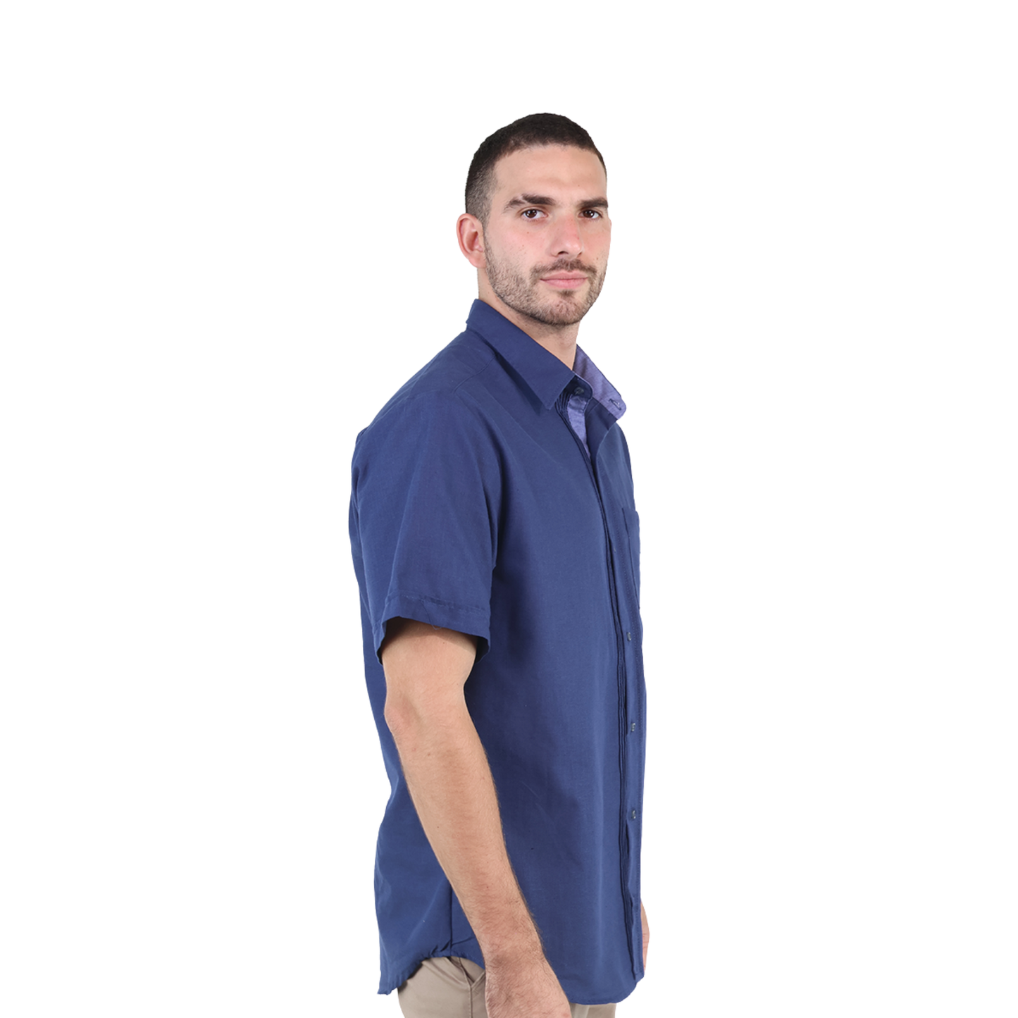 Men's Classic Fit Plumbago Blue Short Sleeve Guayabera with Pleats