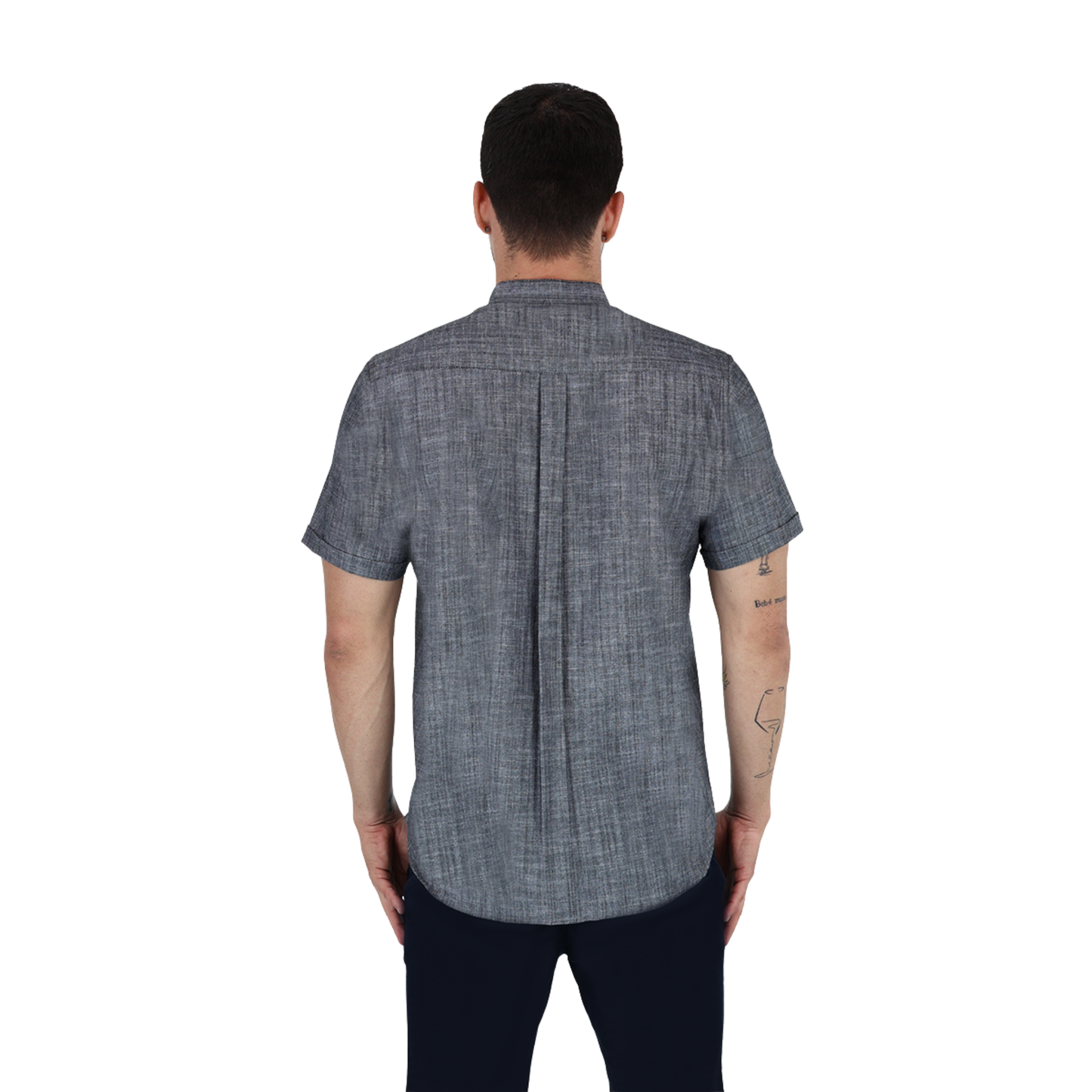 Camisa Manga Corta Look De Lino Cuello Mao Para Hombre