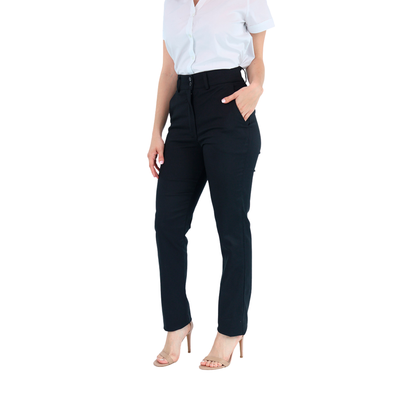 Pantalón Color Negro De Vestir Con Bolsas Stretch Para Dama