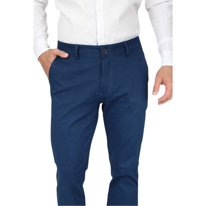 Pantalón De Vestir Stretch Color Azul Plúmbago Slim Fit Para Hombre