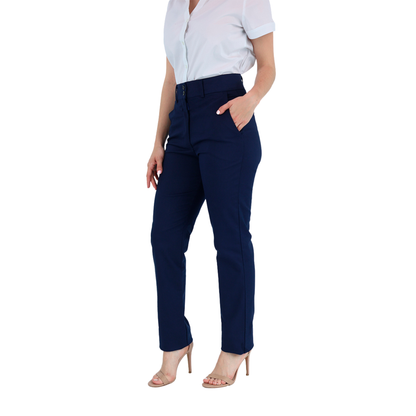 Pantalón De Vestir Color Azul Marino Con Bolsas Para Mujer