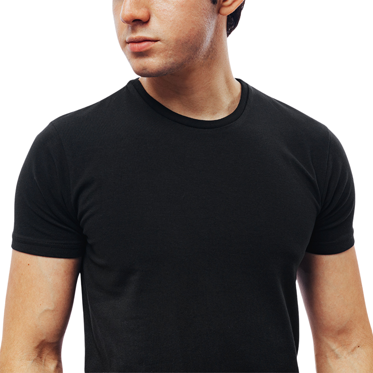Men's Black Crew Neck Short Sleeve Basic Muscle Fit T-Shirt