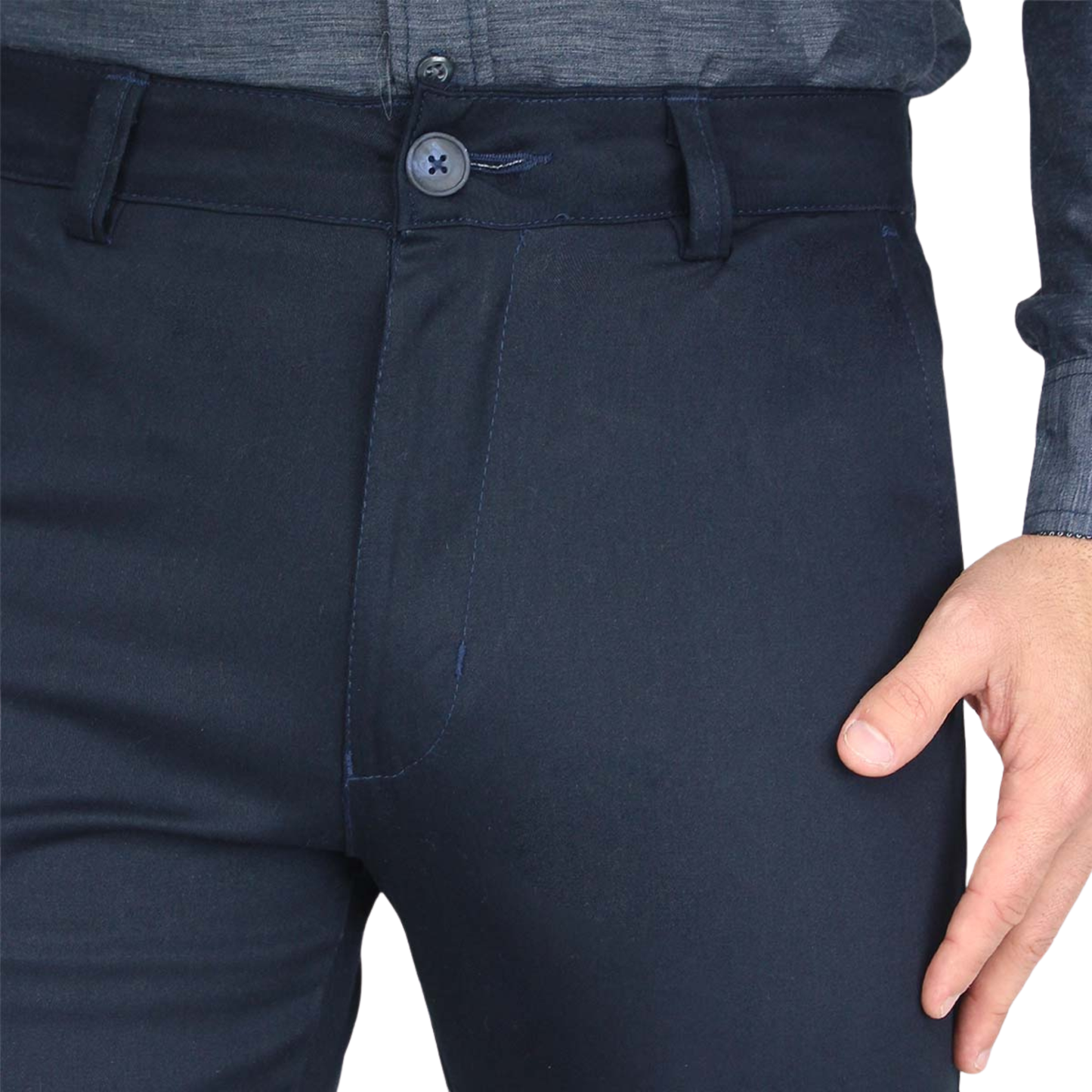 Men's Navy Blue Regular Fit Gabardine Trousers