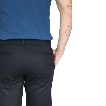 Men's Black Slim Fit Stretch Cotton Bermuda Shorts