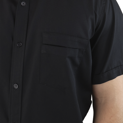 Camisa Manga Corta Slim Fit Cuello Americano Para Caballero