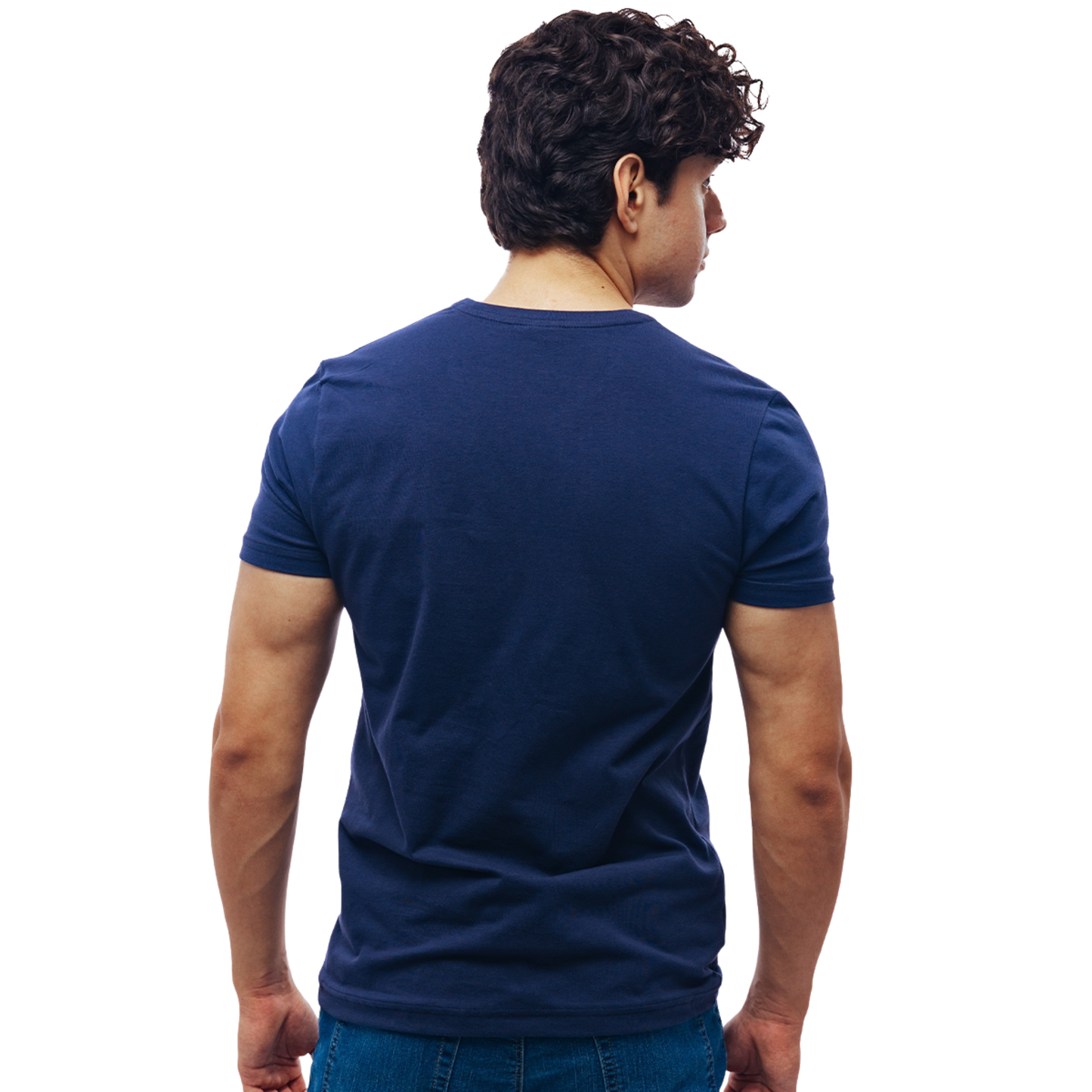 Playera Manga Corta Azul Marino Stretch Cuello Redondo Para Caballero