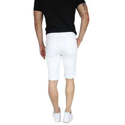 Bermuda De Vestir Color Blanco De Algodón Corte Slim Fit Para Hombre