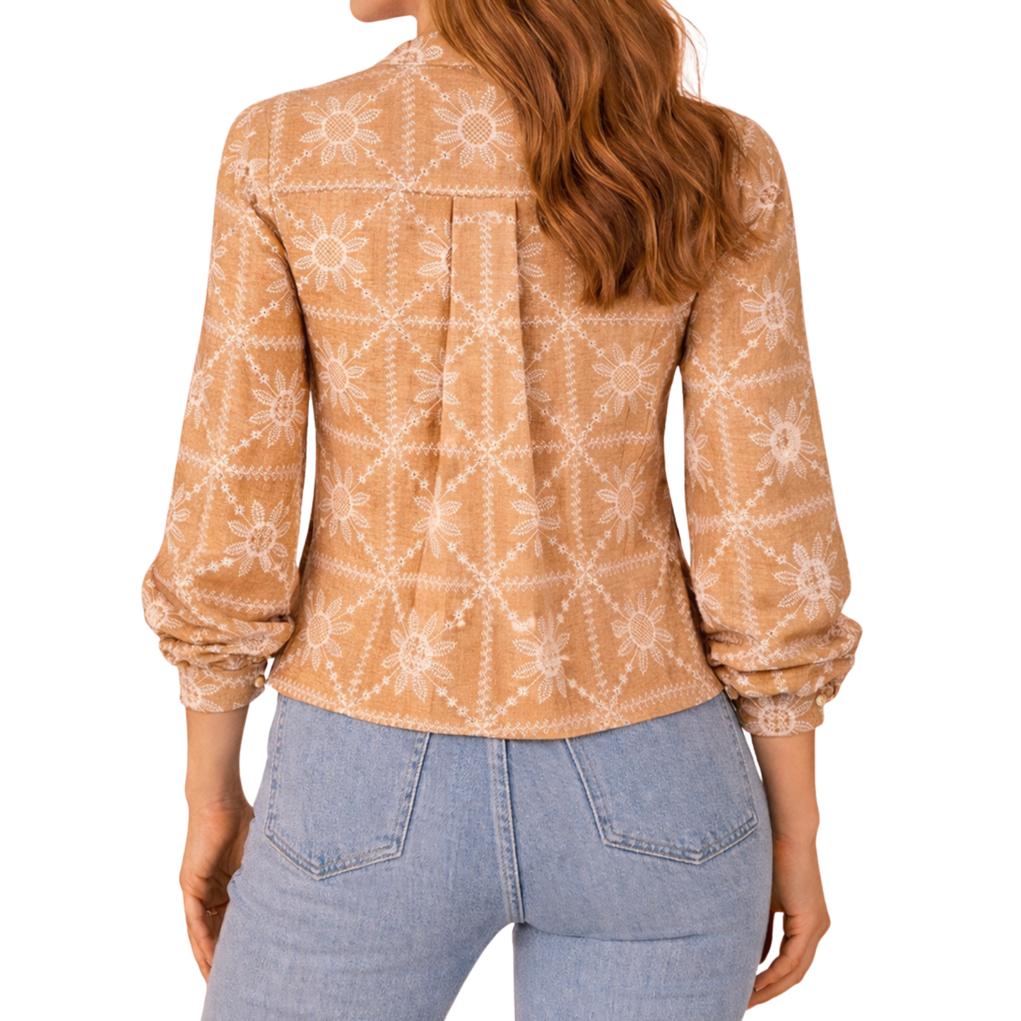 Blusa Elegante Manga Larga Textura Moderna Con Botones Para Mujer