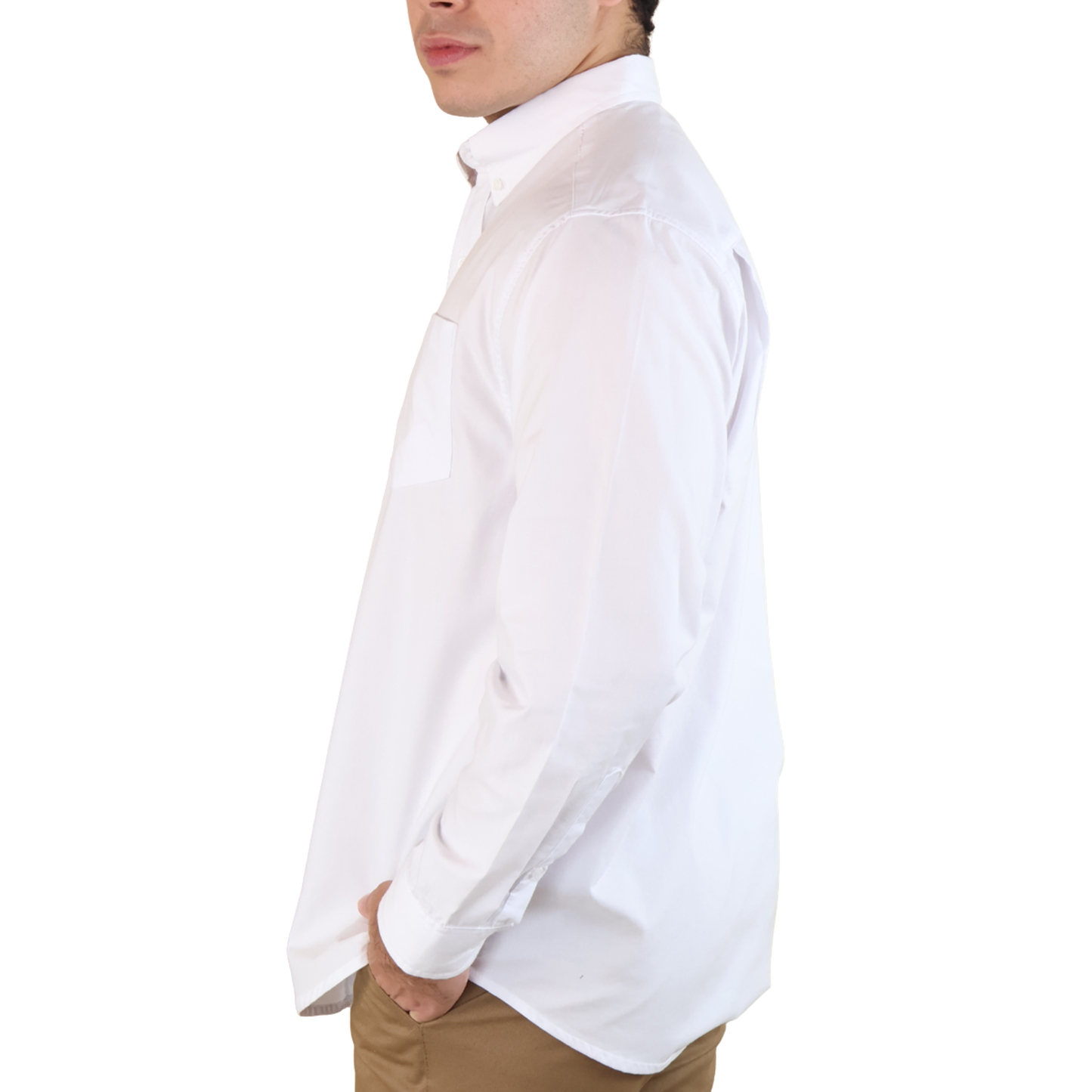 Camisa Blanca Slim Fit Manga Larga Con Cintilla Para Caballero