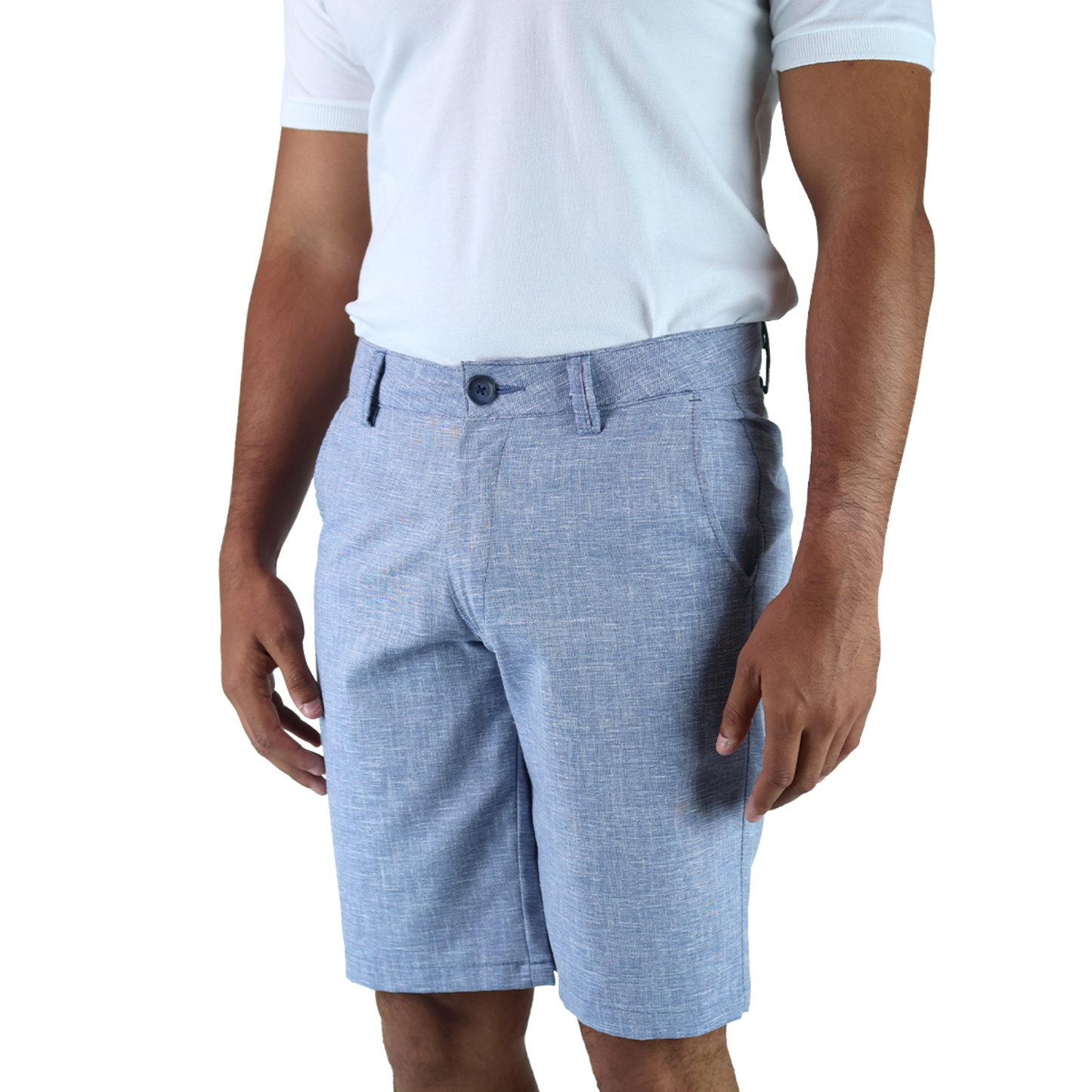 Men's Cool Marl Navy Linen-Look Shorts